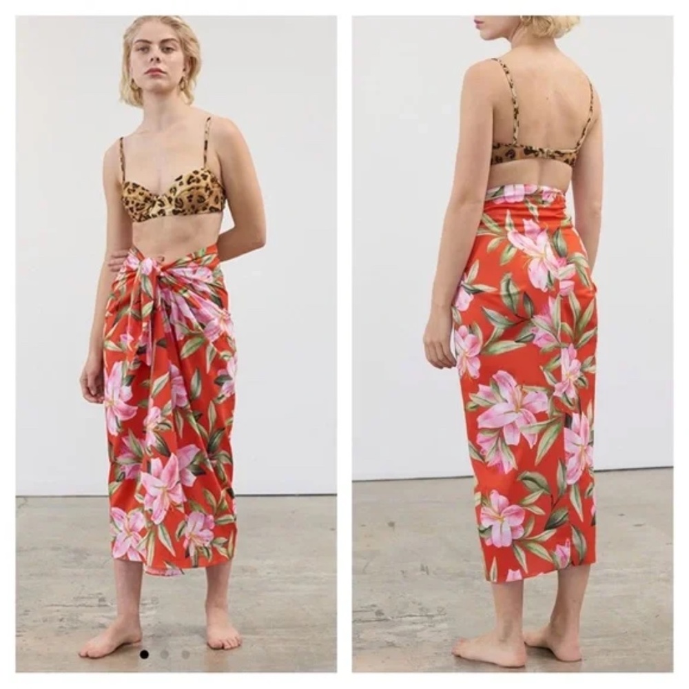 NWT Mara Hoffman Full Circle Izzi Floral Sarong Skirt Swimsuit Cover up XXL